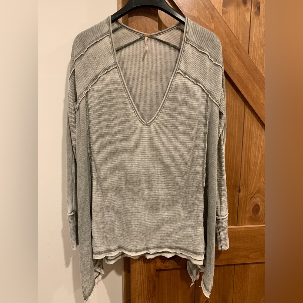 Free People Olive V Neck long sleeve Thermal